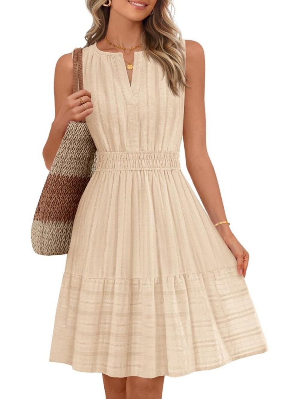 Women's Apricote Summer Casual Sundress Beach Vacation Sleeveless Mini Dress